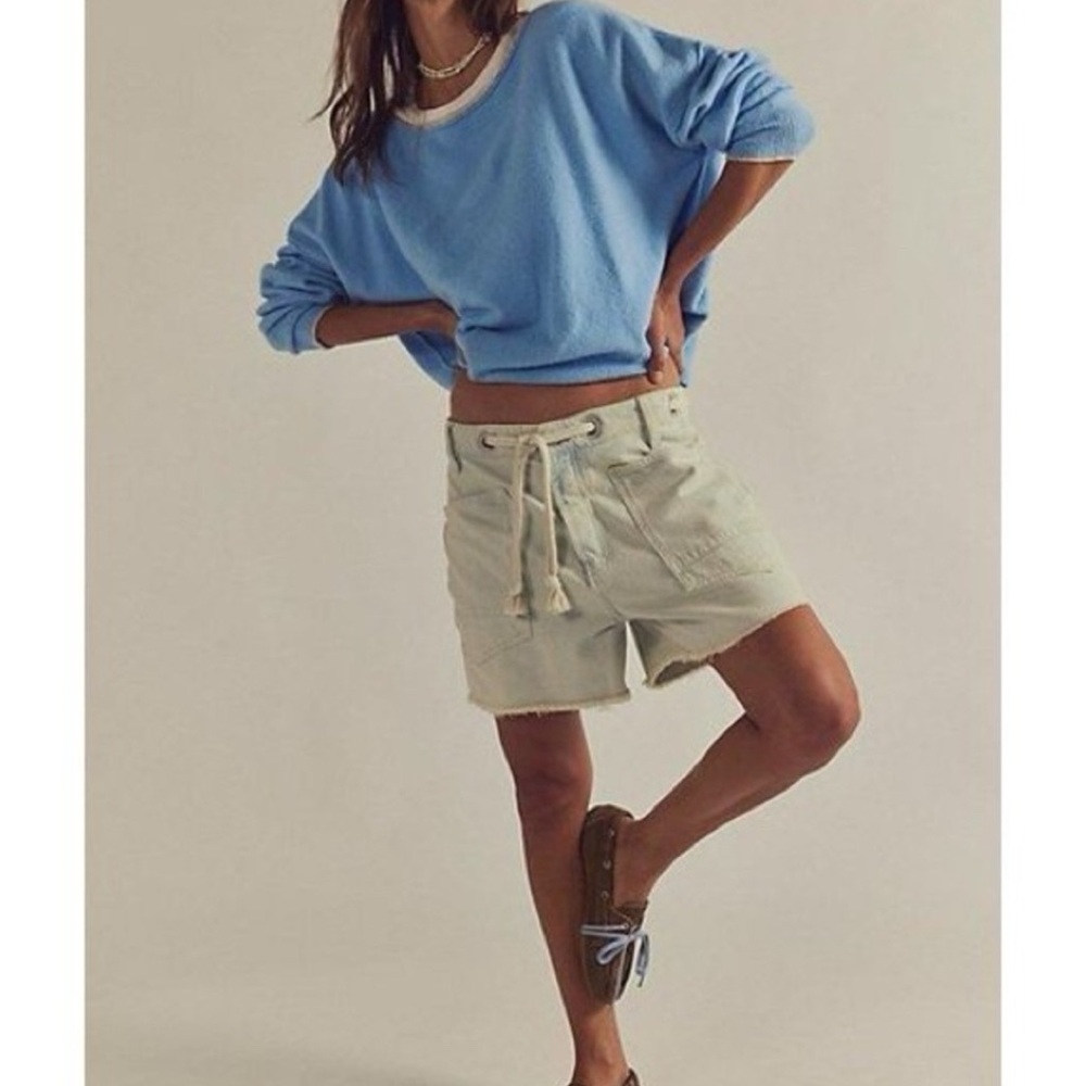 Free People We The‎ Free Moxie Short In Bleached Light Wash Blue Size 30 Barrel